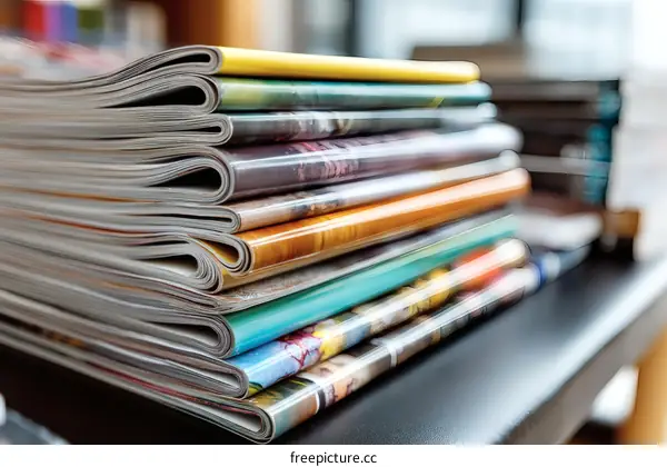 Stacked Magazines with Colorful Covers