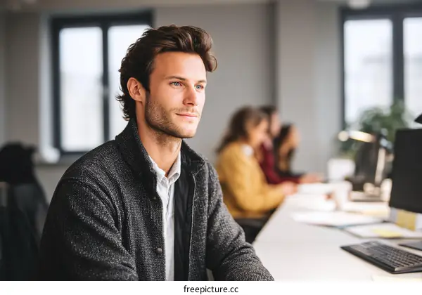 Caucasian Male in Office Environment
