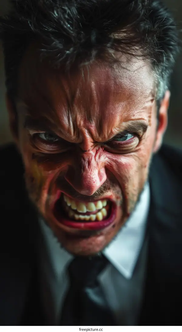 Angry Businessman Close-up Portrait