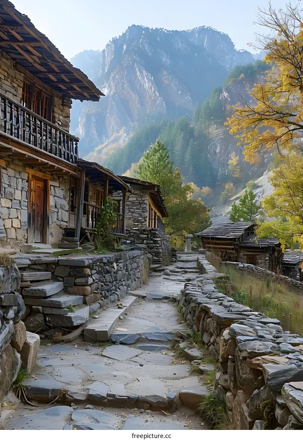 Stone houses in a mountain village