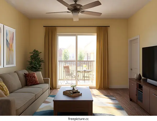 Modern Living Room Interior Design With Patio View