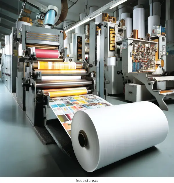 Industrial Printing Press in Action