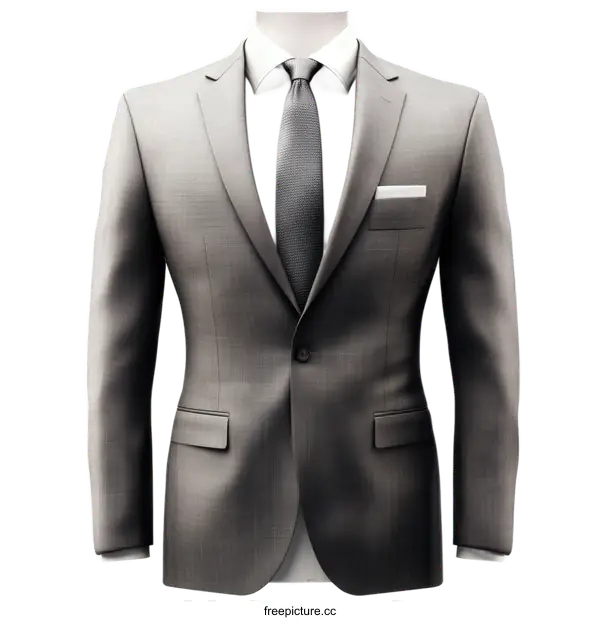 [Transparent Background PNG]Elegant Gray Suit Illustration for Business