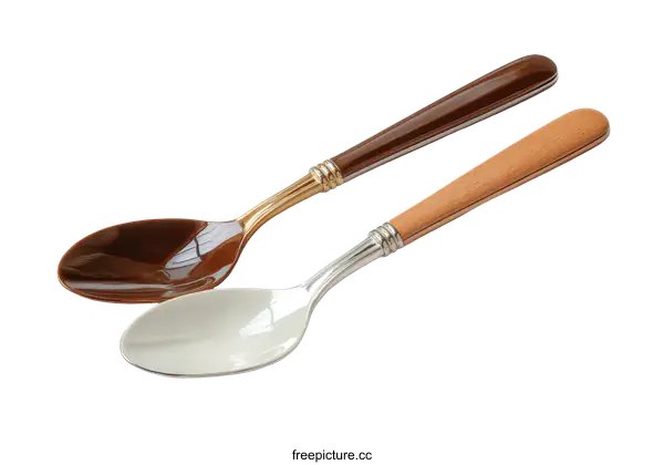 [Transparent Background PNG]Two Colorful Plastic Spoons on White Background