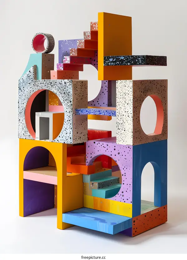 Colorful Abstract Wooden Sculpture