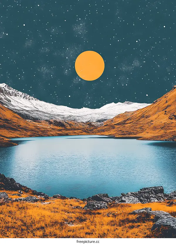 Night Sky Above a Mountain Lake