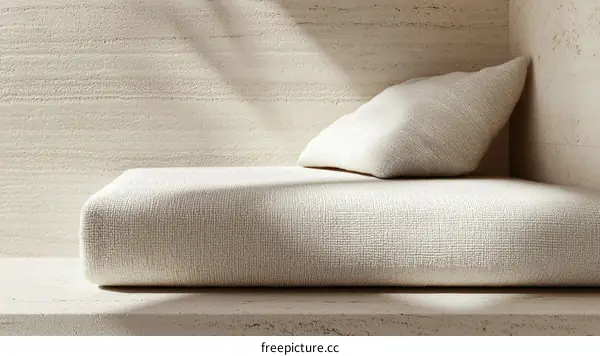 Beige Fabric Upholstery Design with Cushion
