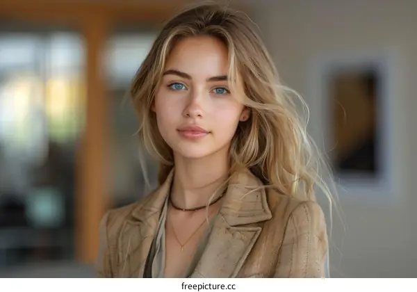 Portrait of a beautiful young blonde woman