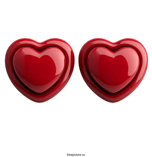 [Transparent Background PNG]Two Red Hearts in a Simple Design