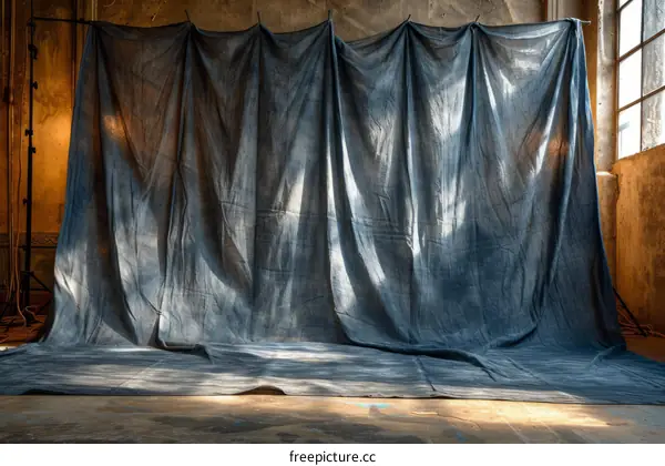 Blue fabric backdrop for photo studio