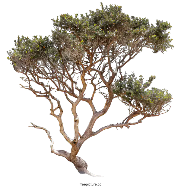 [Transparent Background PNG]Isolated Twisted Tree with Green Leaves