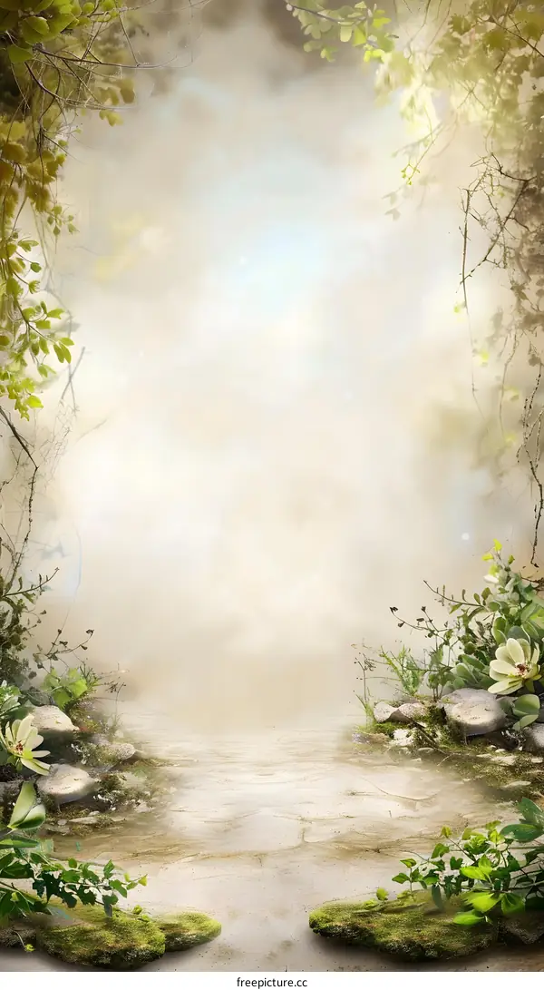 Magical Forest Path With Blurred Background