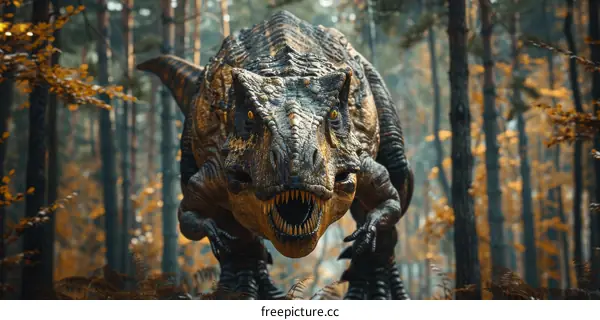 A Terrifying Tyrannosaurus Rex in Primeval Rainforest