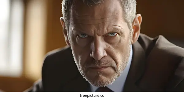 Portrait of a Serious Caucasian Man