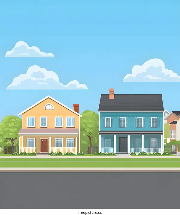 Two Story Houses on a Suburban Street