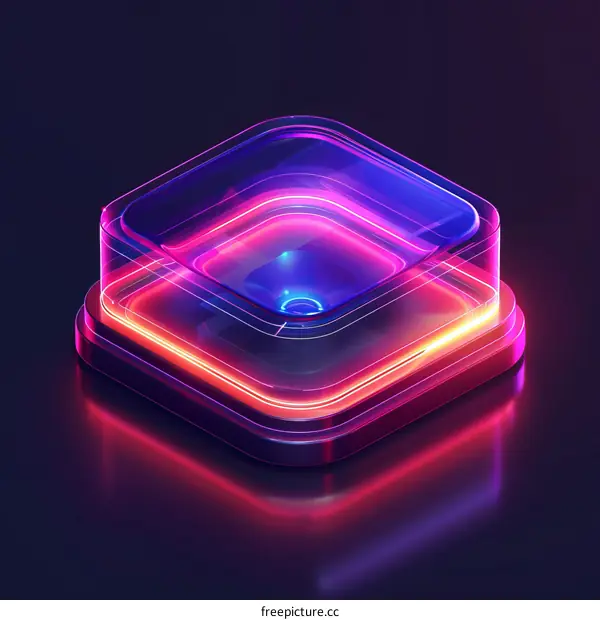 3D Render of a Glowing Neon Cube