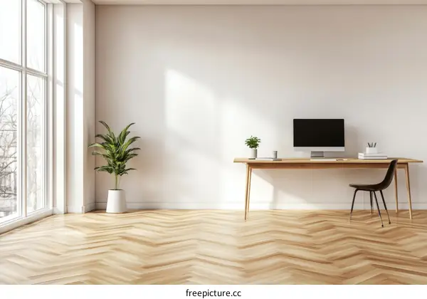 Modern Home Office Corner Workspace with Natural Light