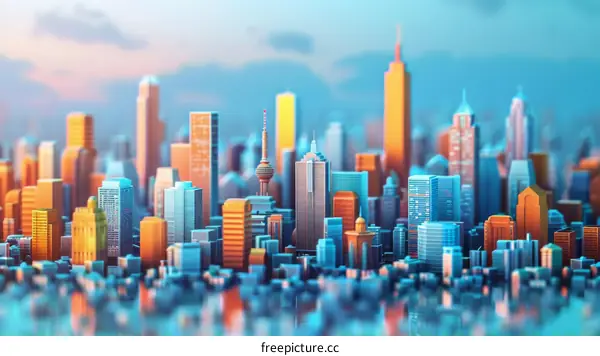 Abstract City Landscape with Vibrant Colors