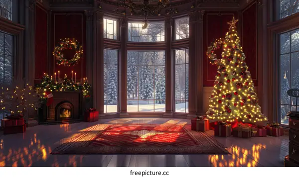 Cozy Christmas Family Gathering by the Fireplace