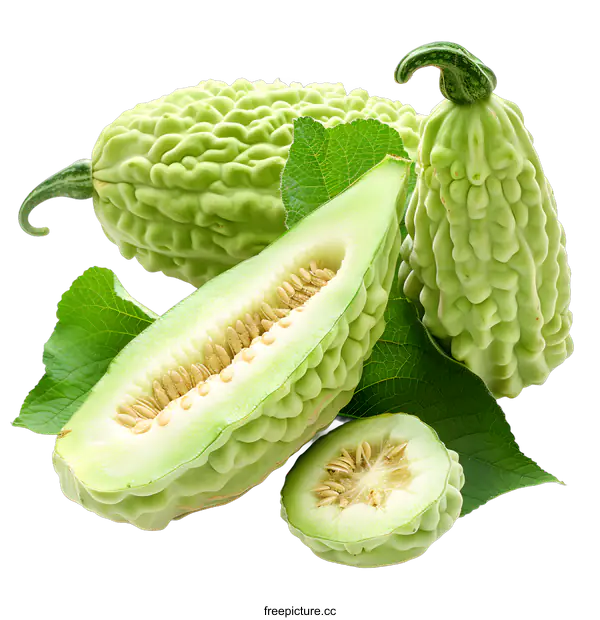 [Transparent Background PNG]Fresh green bitter melon