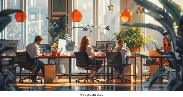 workplace with people