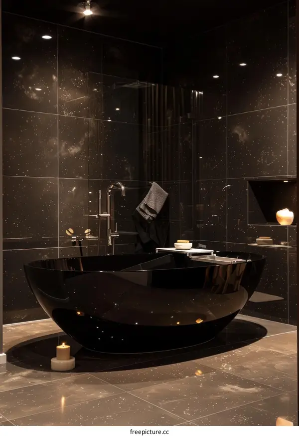 Modern Luxury Black Spa Bath Interior