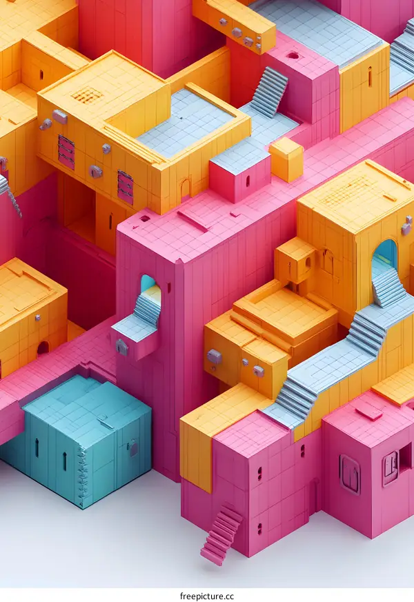 Abstract 3D Geometric Design of Interconnected Buildings