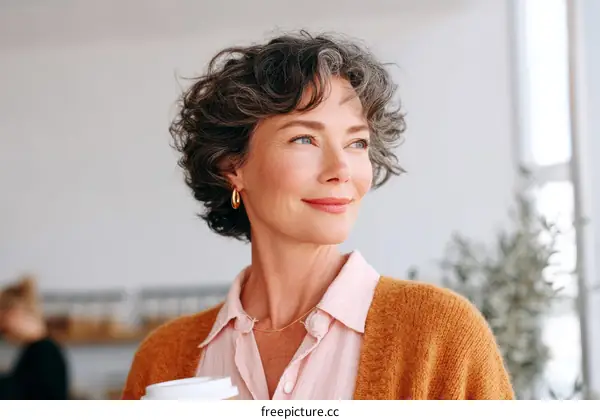 Thoughtful Woman Enjoying a Coffee Break