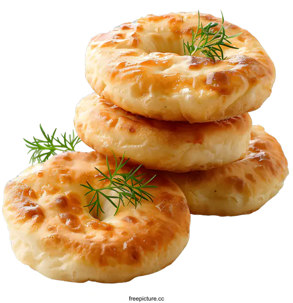 [Transparent Background PNG]Freshly Baked Bread Rings with Dill