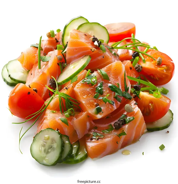 Fresh Salmon Salad with Vegetables