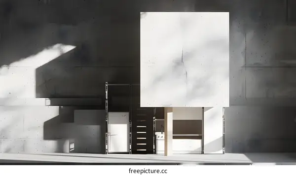 Modern Minimalist Kitchen Interior Design with Concrete Wall