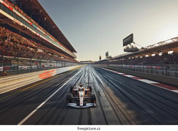 Formula One Race Car at Sunset