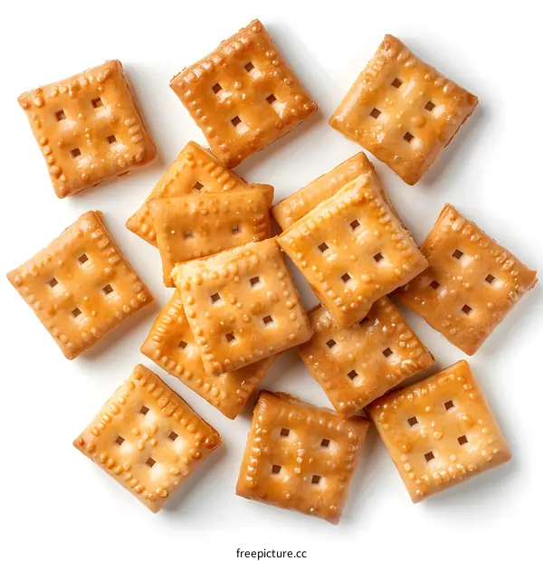 Square Crackers on a White Background