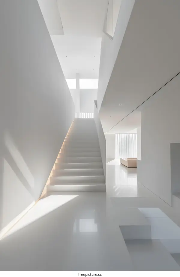 Modern Minimalist White Staircase Interior Design