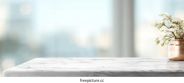 Empty Marble Tabletop with Blurred Background