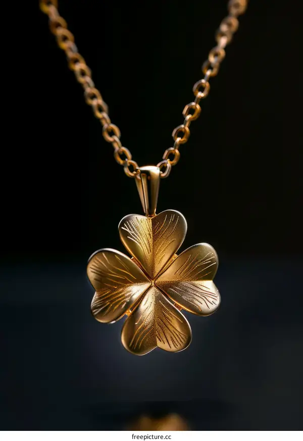 Four-Leaf Clover Pendant, Gold, 14k