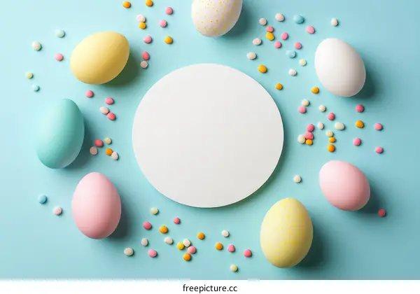 Colorful Easter Eggs Display on a Pastel Background