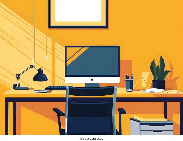 Modern Home Office Interior Design Illustration