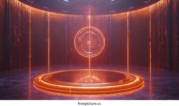 Futuristic Stage with Orange Glow