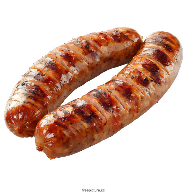 [Transparent Background PNG]Two Grilled Sausages on White Background