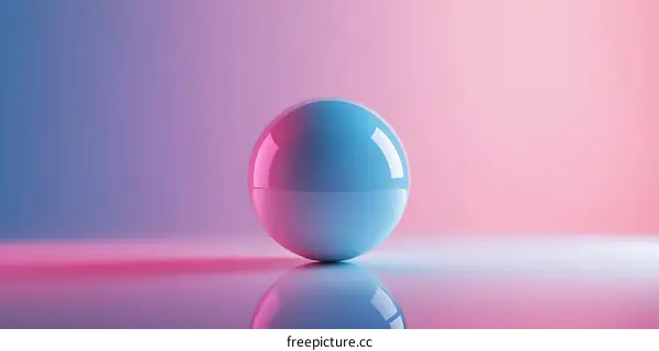 Abstract Blue Sphere on Pink and Blue Gradient Background