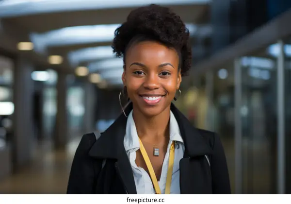 Portrait of a young African-American woman smiling