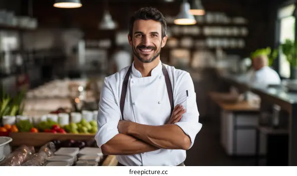 Portrait of a male chef in a commercial kitchen