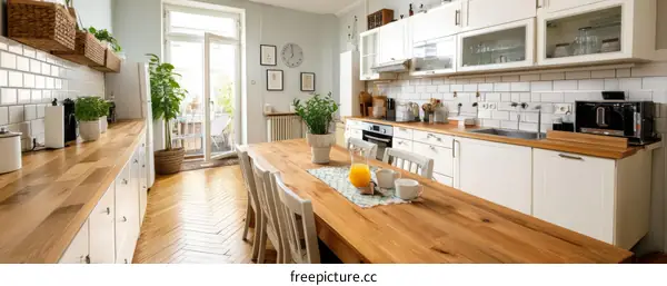 Modern and Cozy Light Wood Kitchen Dining Area