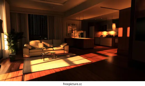 Modern Living Room Interior Design with Wooden Floor