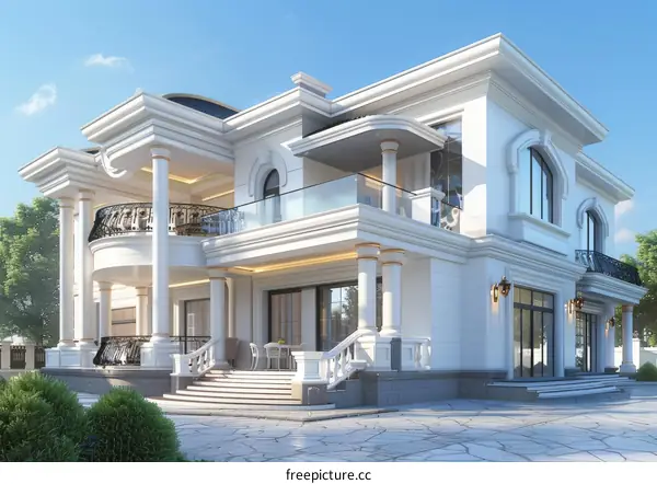 Luxury Mansion Exterior Design Illustration