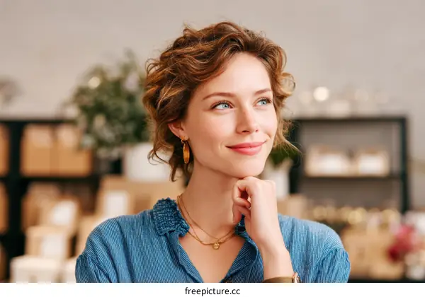 Thoughtful Woman in Casual Outfit