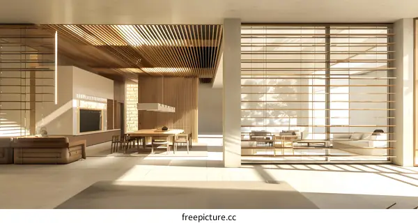 Modern Interior Design with Wooden Accents and Natural Light