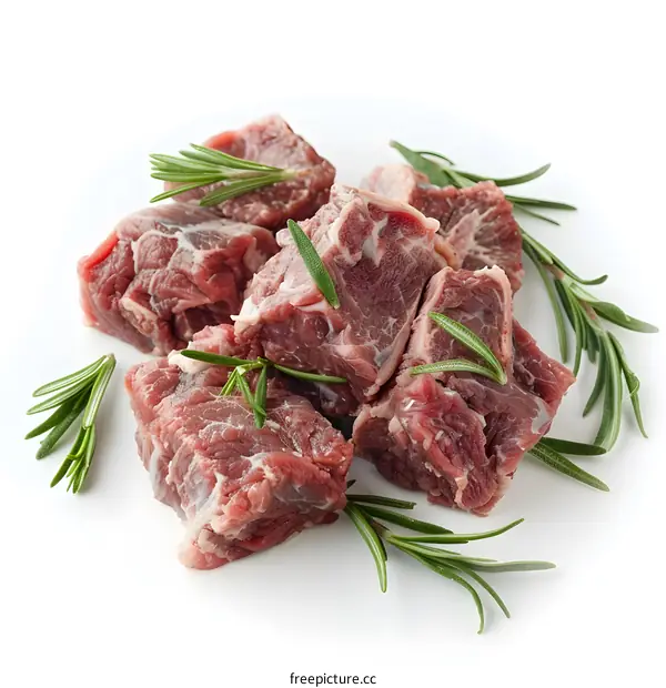 Raw beef meat with rosemary