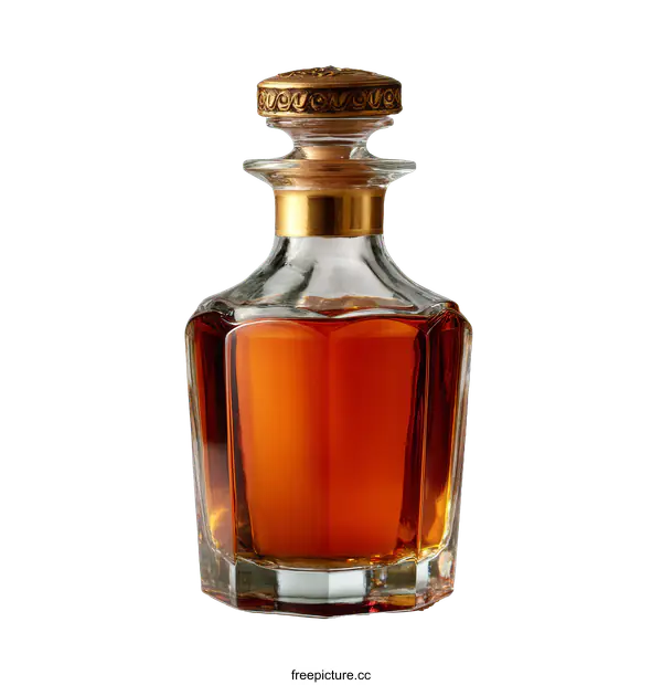 [Transparent Background PNG]Vintage Decanter Bottle with Amber Liquid
